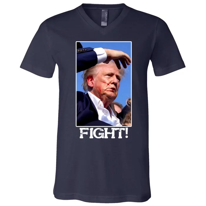 Fight Donald Trump Rally Gun Shot Fired Shooting Pennsylvania V-Neck T-Shirt