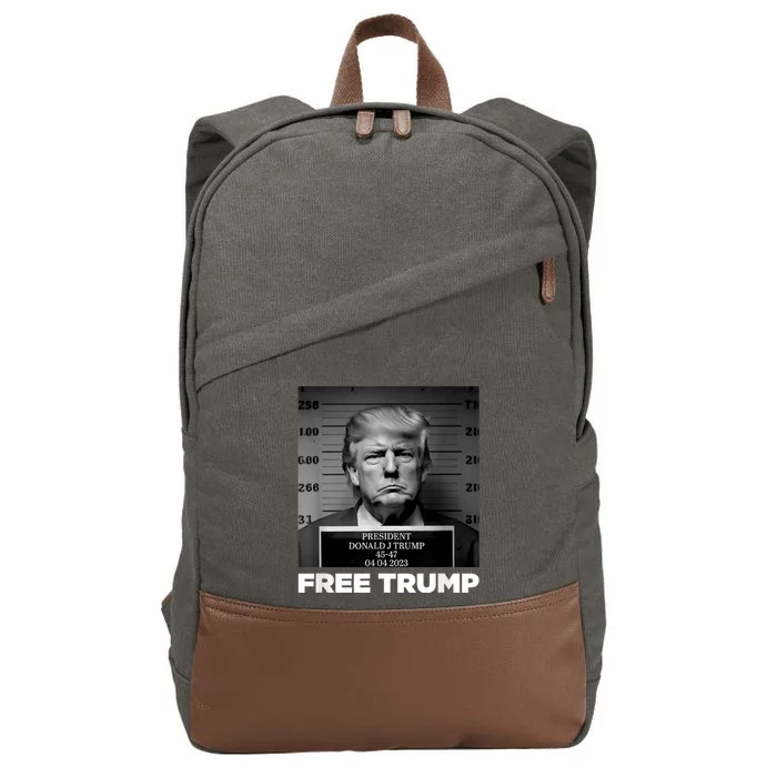 Free Donald Trump Mugshot Cotton Canvas Backpack