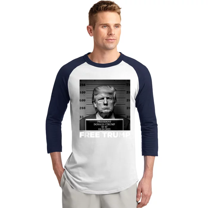 Free Donald Trump Mugshot Baseball Sleeve Shirt