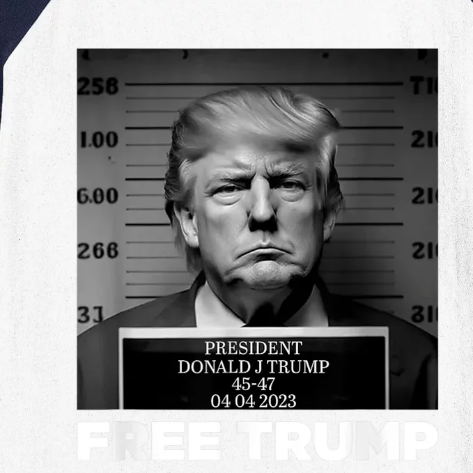 Free Donald Trump Mugshot Baseball Sleeve Shirt