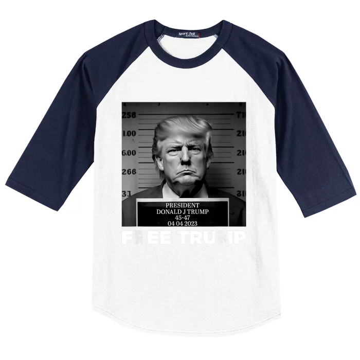 Free Donald Trump Mugshot Baseball Sleeve Shirt