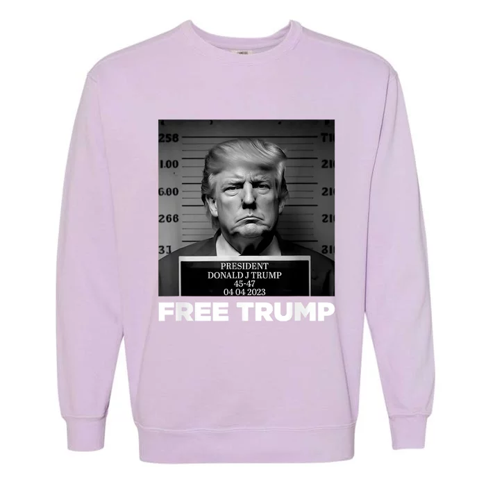 Free Donald Trump Mugshot Garment-Dyed Sweatshirt