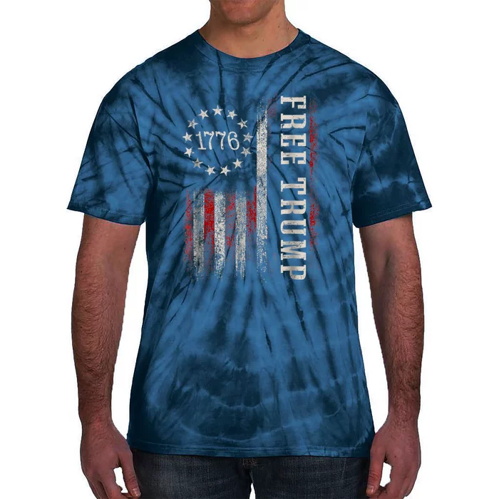 Free Donald Trump Republican Support Pro Trump American Flag Tie-Dye T-Shirt