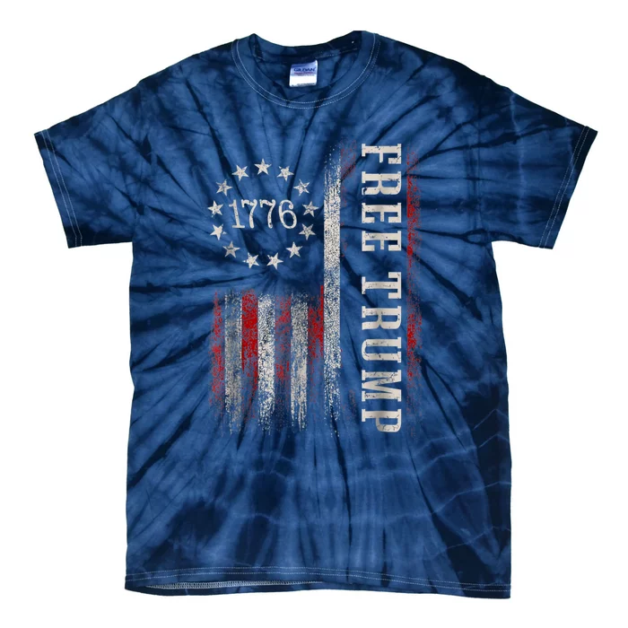 Free Donald Trump Republican Support Pro Trump American Flag Tie-Dye T-Shirt