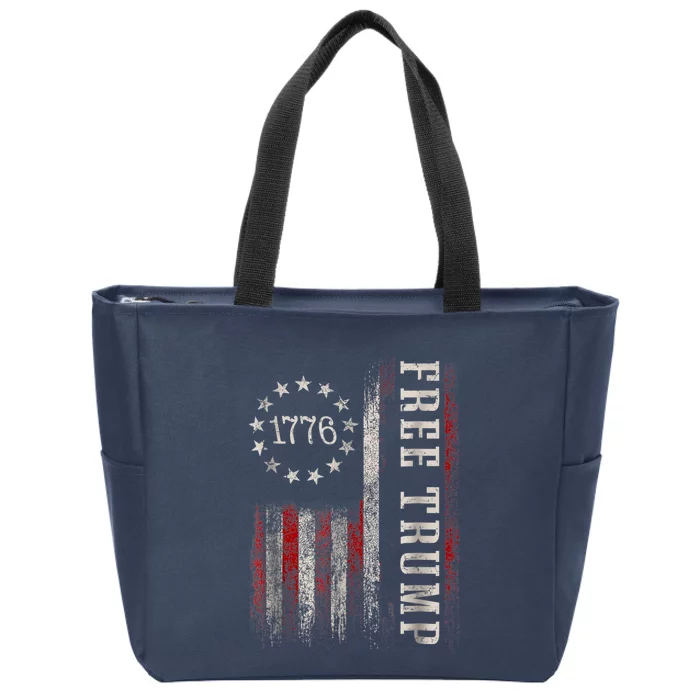 Free Donald Trump Republican Support Pro Trump American Flag Zip Tote Bag