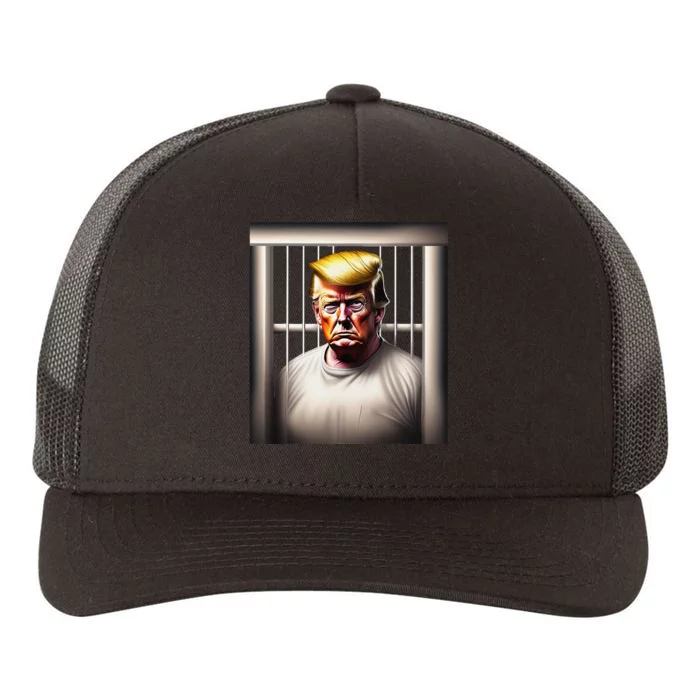 Funny Donald Trump Behind Bars Yupoong Adult 5-Panel Trucker Hat