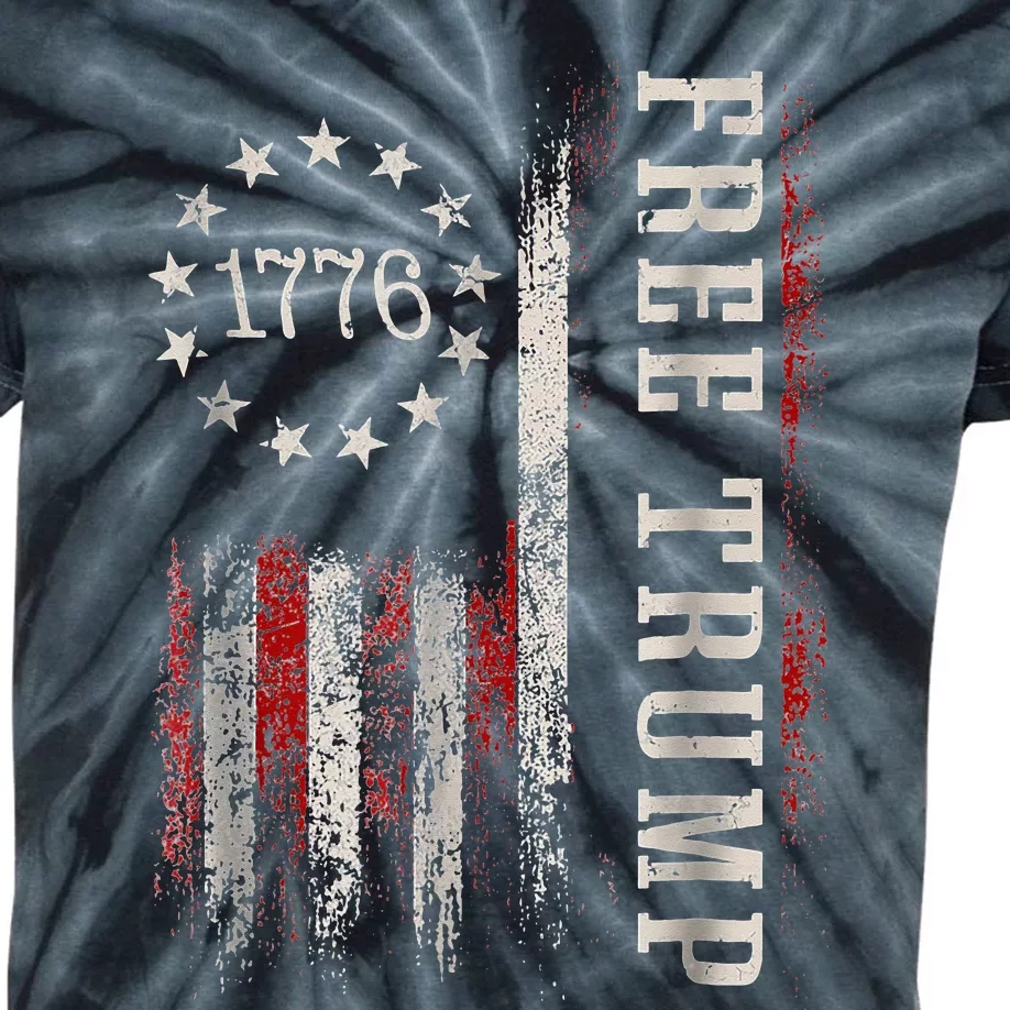 Free Donald Trump Republican Support Pro Trump American Flag Kids Tie-Dye T-Shirt