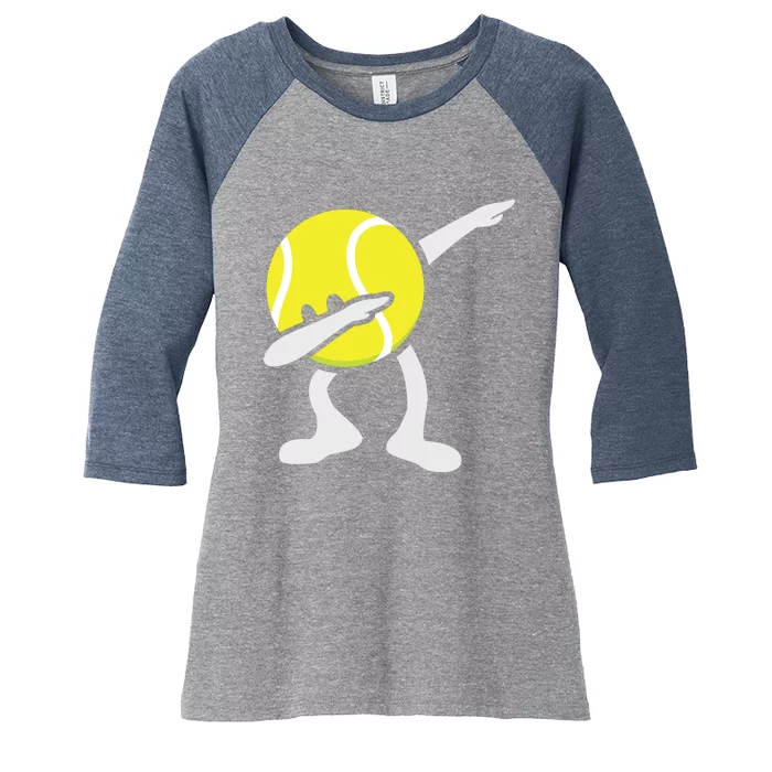 Funny Dabbing Tennis Ball Women's Tri-Blend 3/4-Sleeve Raglan Shirt