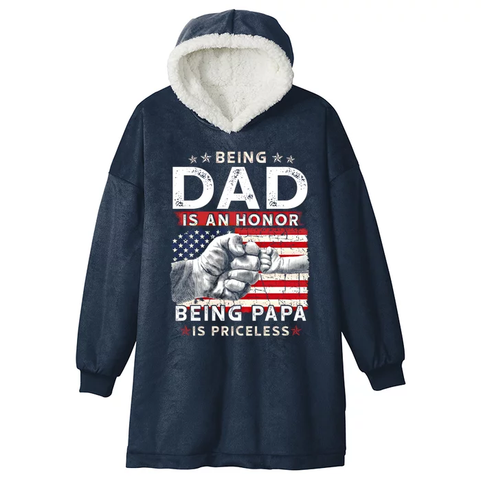 Fathers Day Tee For Dad An Honor Being Papa Is Priceless Gift Hooded Wearable Blanket