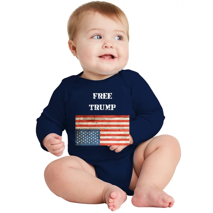 Free Donald Trump Upside Down United States Flag Meaningful Gift Baby Long Sleeve Bodysuit