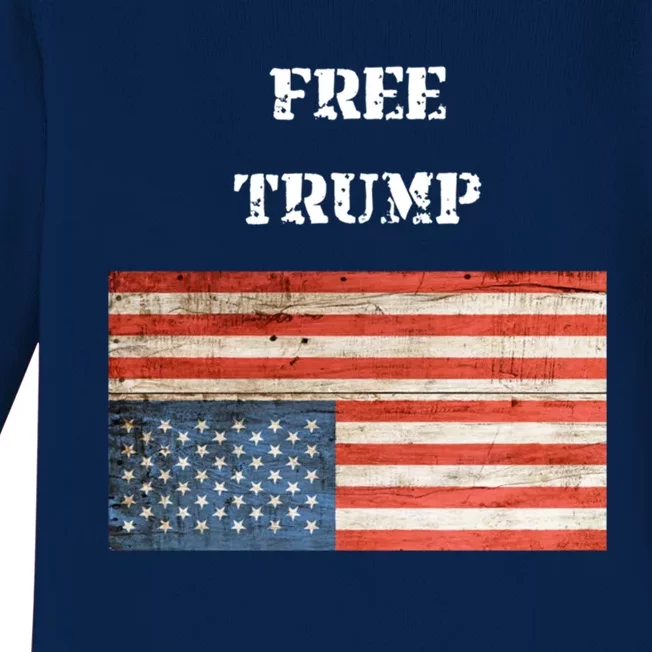 Free Donald Trump Upside Down United States Flag Meaningful Gift Baby Long Sleeve Bodysuit