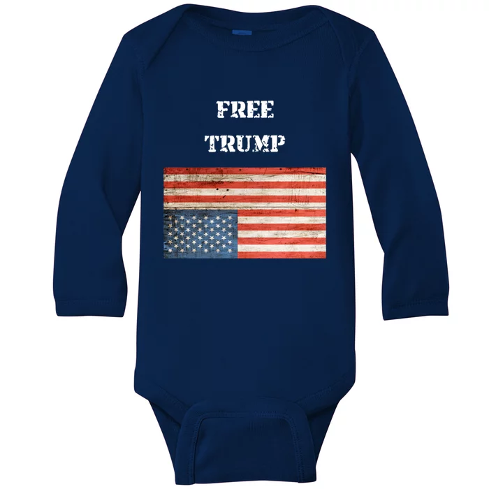 Free Donald Trump Upside Down United States Flag Meaningful Gift Baby Long Sleeve Bodysuit