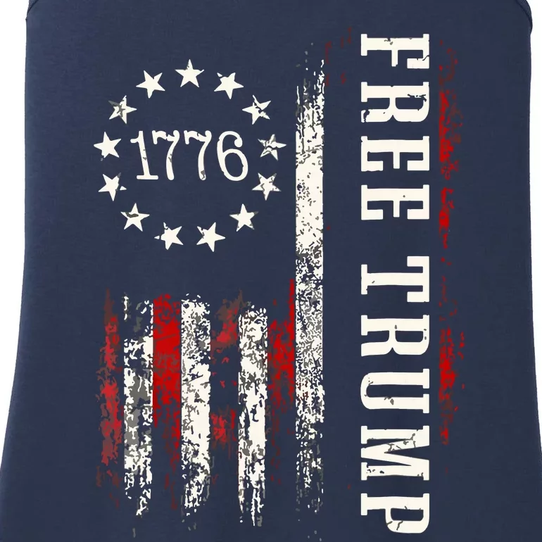 Free Donald Trump Republican Support Pro Trump American Flag Ladies Essential Tank