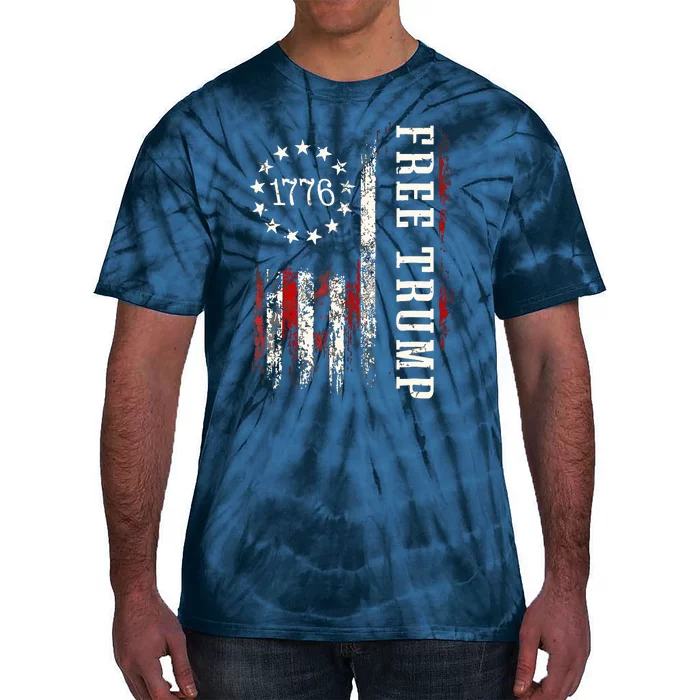 Free Donald Trump Republican Support Pro Trump American Flag Tie-Dye T-Shirt