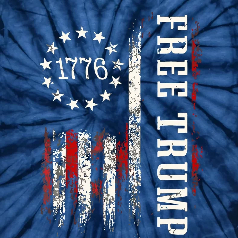 Free Donald Trump Republican Support Pro Trump American Flag Tie-Dye T-Shirt