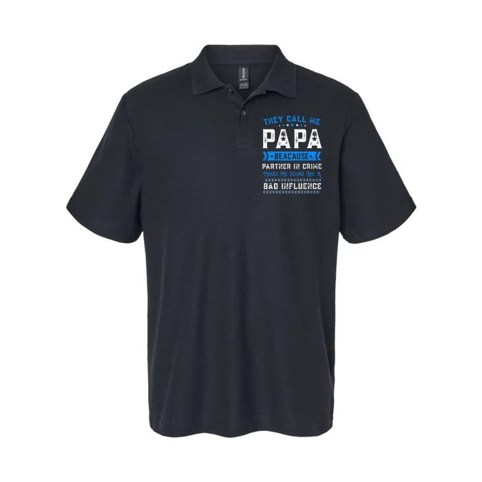 FatherS Day They Call Me Papa Because Partner In Crime Softstyle Adult Sport Polo