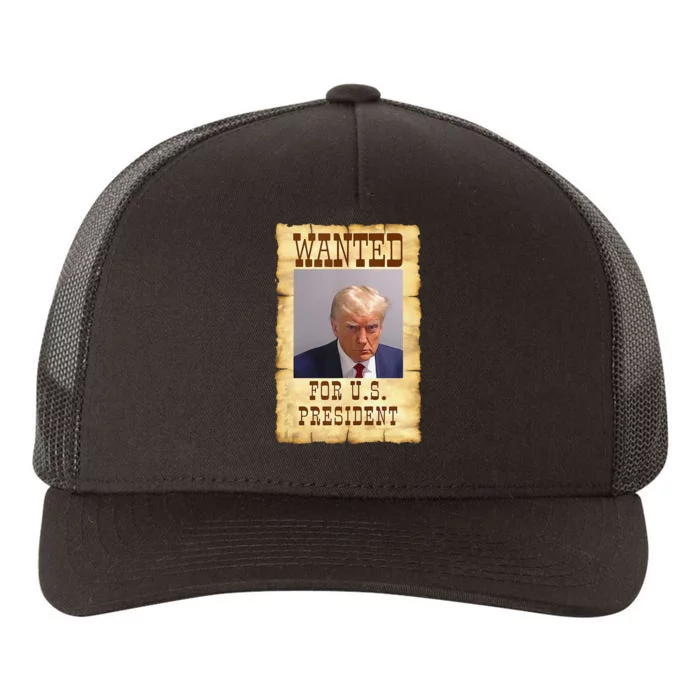 Funny DONALD TRUMP MUG SHOT WANTED SIGN Yupoong Adult 5-Panel Trucker Hat