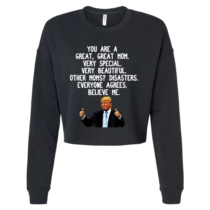 Funny Donald Trump Gift For Mother's Day Gag Gift Conservative Mom Cropped Pullover Crew