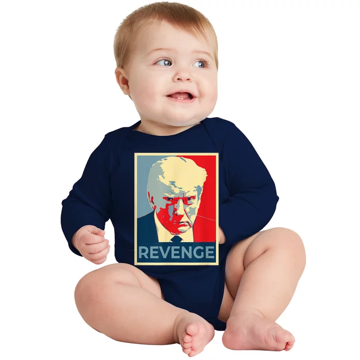 Free Donald Trump mug shot republican revenge MAGA 2024 Baby Long Sleeve Bodysuit