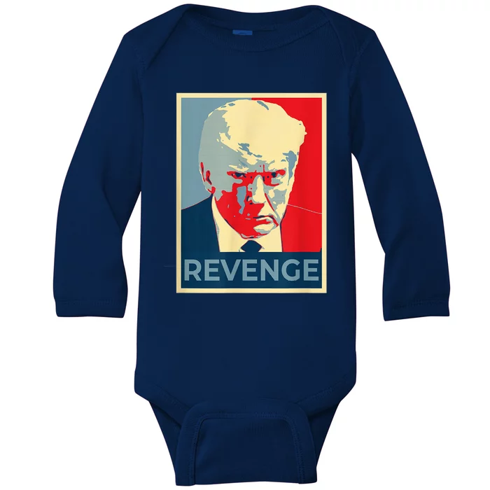 Free Donald Trump mug shot republican revenge MAGA 2024 Baby Long Sleeve Bodysuit