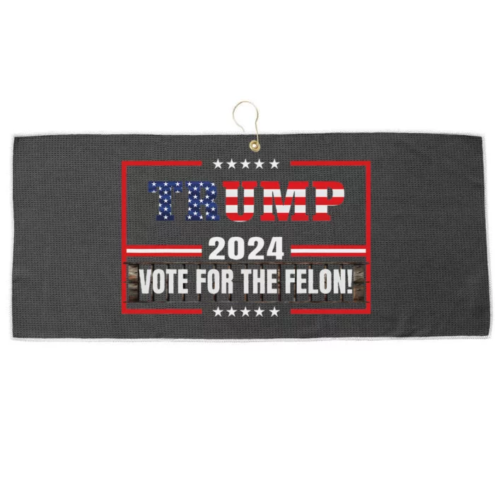 Funny Donald Trump Supporter 2024 Vote For The Felon Large Microfiber Waffle Golf Towel