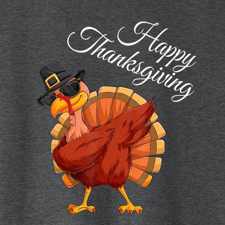 Funny Dabbing Turkey Happy Thanksgiving Gift Women's Crop Top Tee