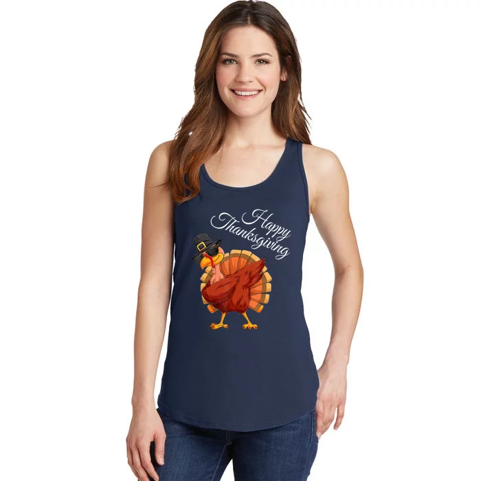 Funny Dabbing Turkey Happy Thanksgiving Gift Ladies Essential Tank