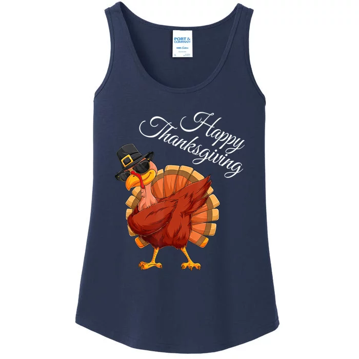 Funny Dabbing Turkey Happy Thanksgiving Gift Ladies Essential Tank