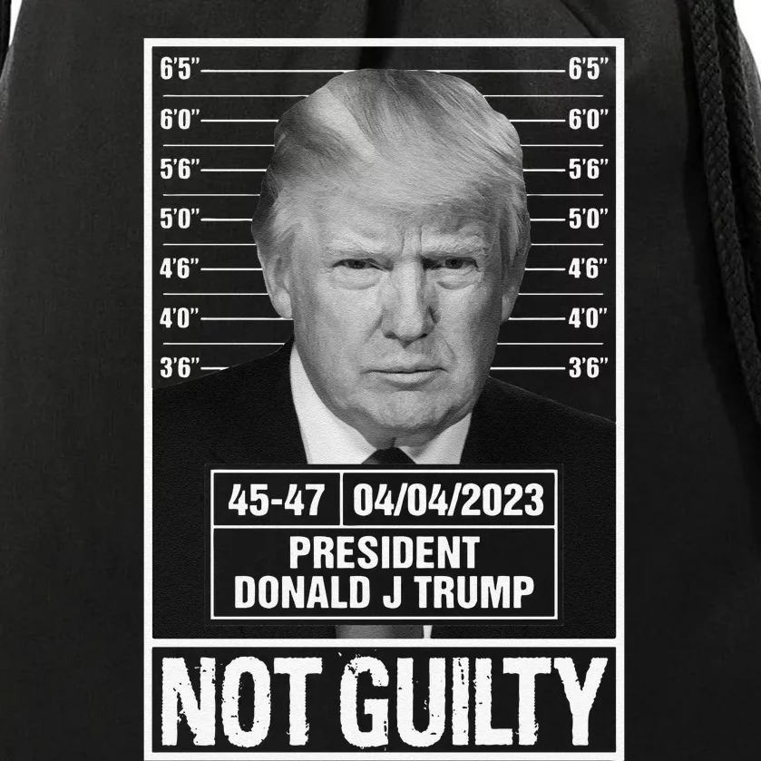 Funny Donald Trump Police Mugshot Photo Not Guilty 4547 President Drawstring Bag