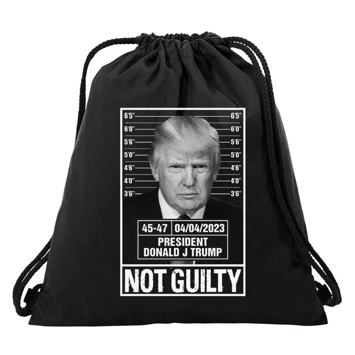 Funny Donald Trump Police Mugshot Photo Not Guilty 4547 President Drawstring Bag