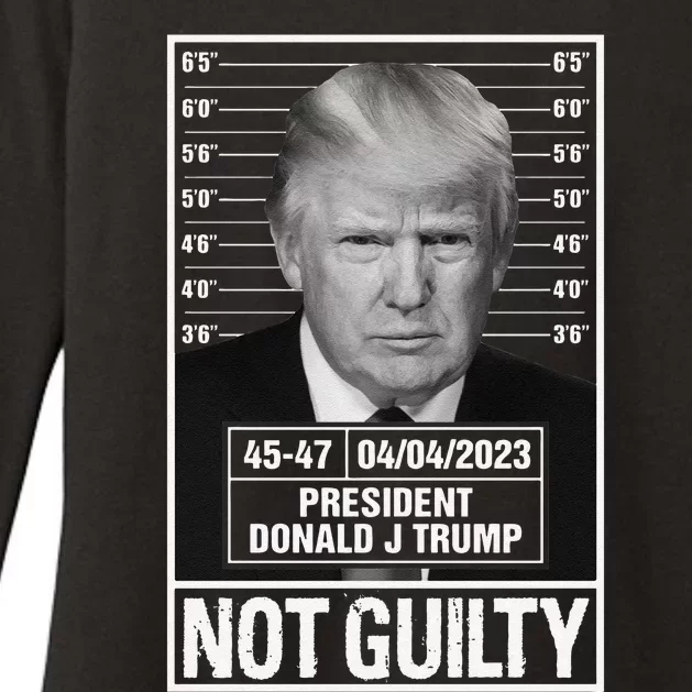 Funny Donald Trump Police Mugshot Photo Not Guilty 4547 President Womens CVC Long Sleeve Shirt