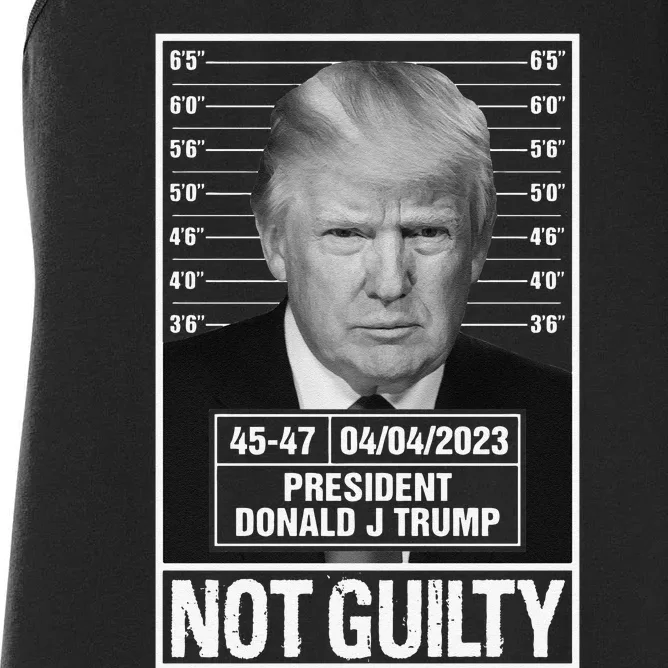 Funny Donald Trump Police Mugshot Photo Not Guilty 4547 President Women's Racerback Tank