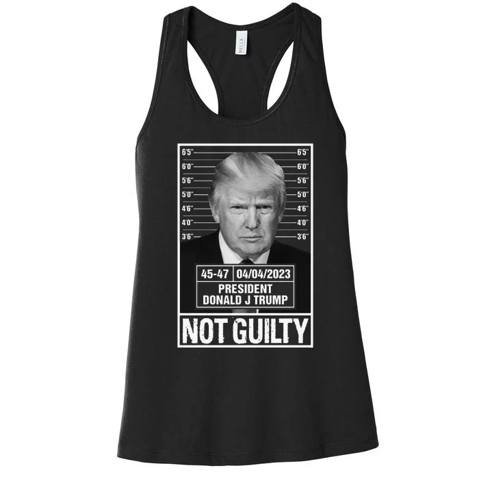 Funny Donald Trump Police Mugshot Photo Not Guilty 4547 President Women's Racerback Tank