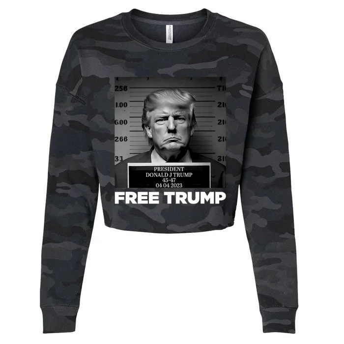 Free Donald Trump Mugshot Cropped Pullover Crew