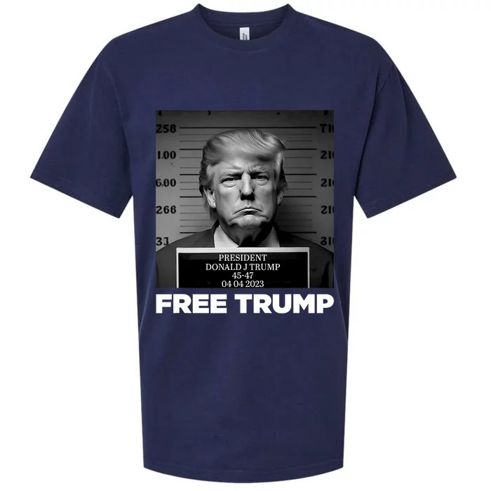 Free Donald Trump Mugshot Sueded Cloud Jersey T-Shirt