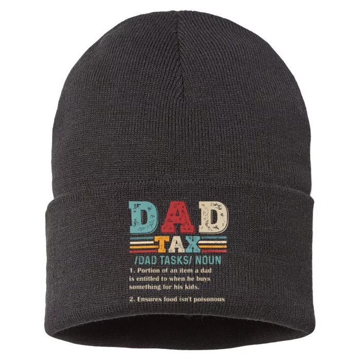 Funny Dad Tax Definition Fathers Day Sustainable Knit Beanie