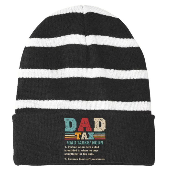 Funny Dad Tax Definition Fathers Day Striped Beanie with Solid Band