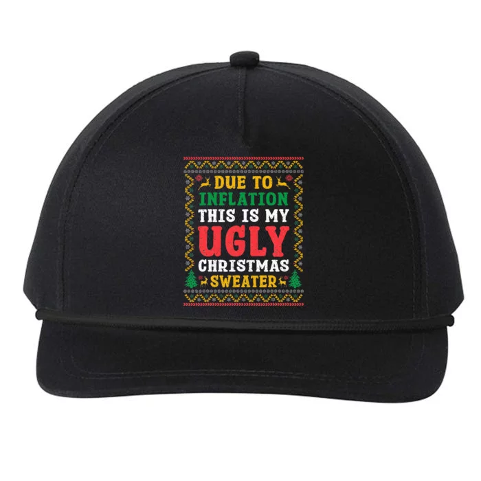 Funny Due to Inflation Ugly Christmas Sweaters Snapback Five-Panel Rope Hat