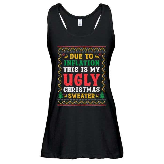 Funny Due to Inflation Ugly Christmas Sweaters Ladies Essential Flowy Tank