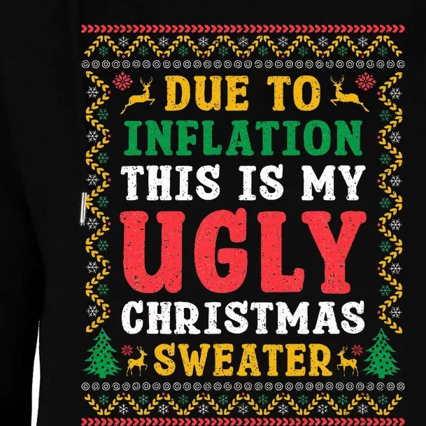 Funny Due to Inflation Ugly Christmas Sweaters Womens Funnel Neck Pullover Hood