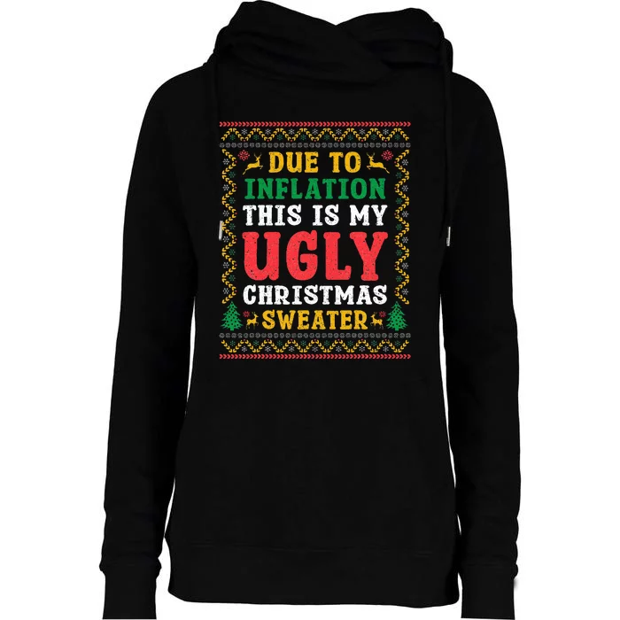 Funny Due to Inflation Ugly Christmas Sweaters Womens Funnel Neck Pullover Hood