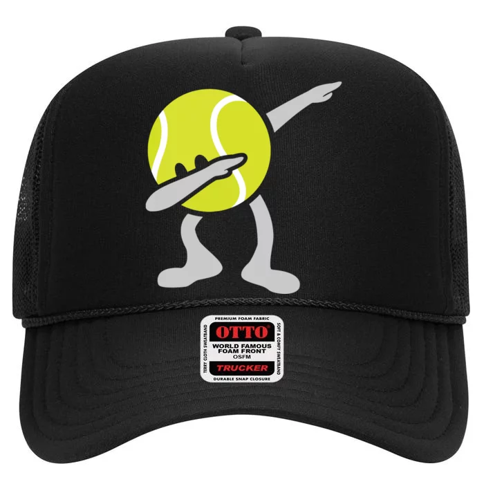 Funny Dabbing Tennis Ball High Crown Mesh Trucker Hat