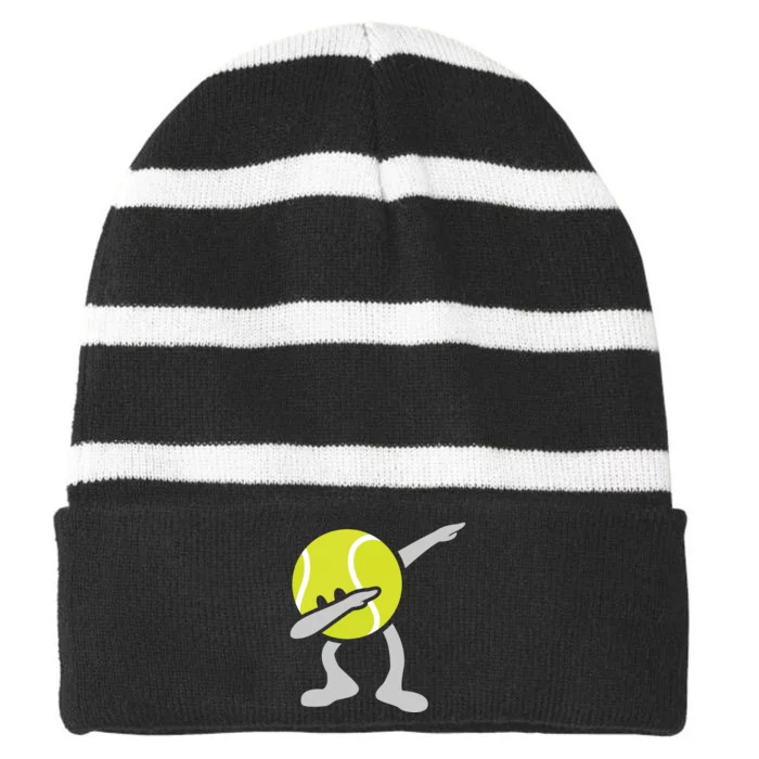 Funny Dabbing Tennis Ball Striped Beanie with Solid Band