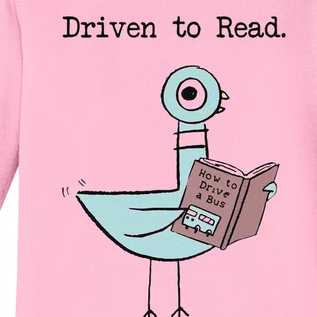 Funny Driven To Read Pigeon Library Reading Books Reader Funny Baby Long Sleeve Bodysuit