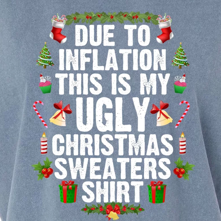 Funny Due To Inflation Ugly Christmas Sweaters Gift Garment-Dyed Women's Muscle Tee