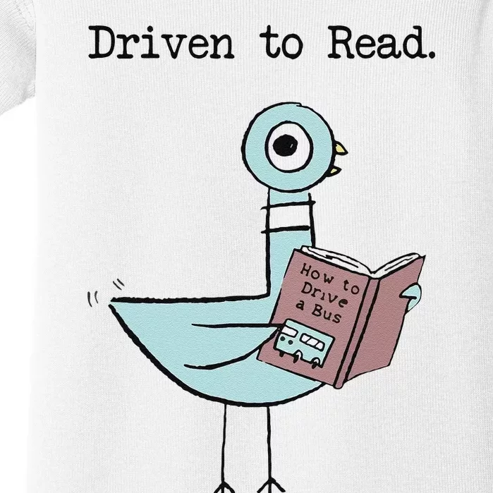 Funny Driven To Read Pigeon Library Reading Books Reader Funny Baby Bodysuit