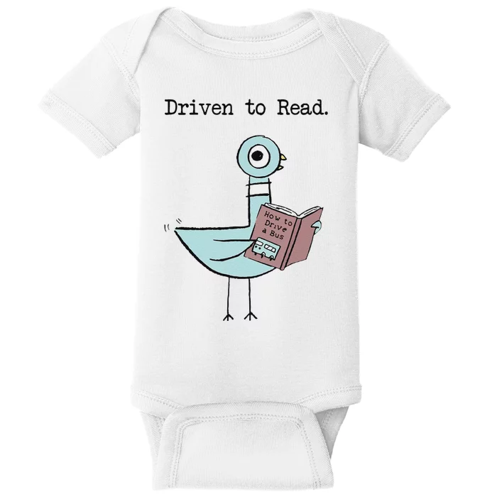 Funny Driven To Read Pigeon Library Reading Books Reader Funny Baby Bodysuit