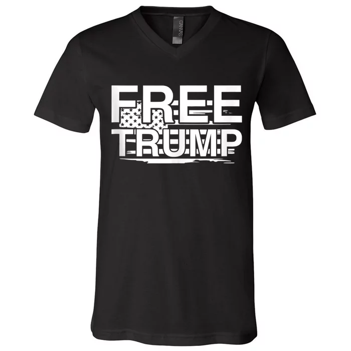 Free Donald Trump America Flag V-Neck T-Shirt