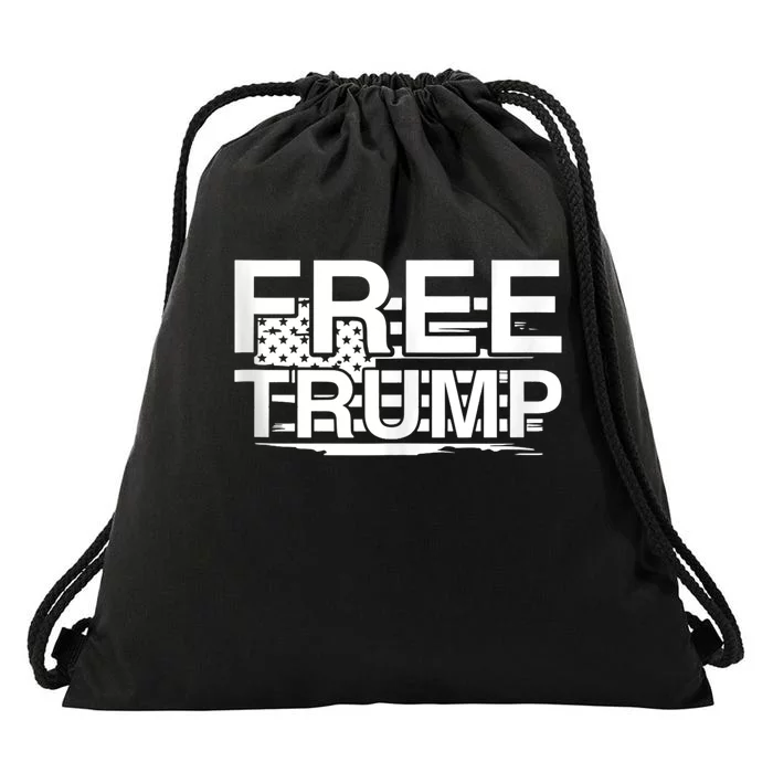 Free Donald Trump America Flag Drawstring Bag