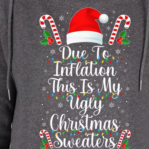 Funny Due to Inflation Ugly Christmas Sweaters Womens Funnel Neck Pullover Hood